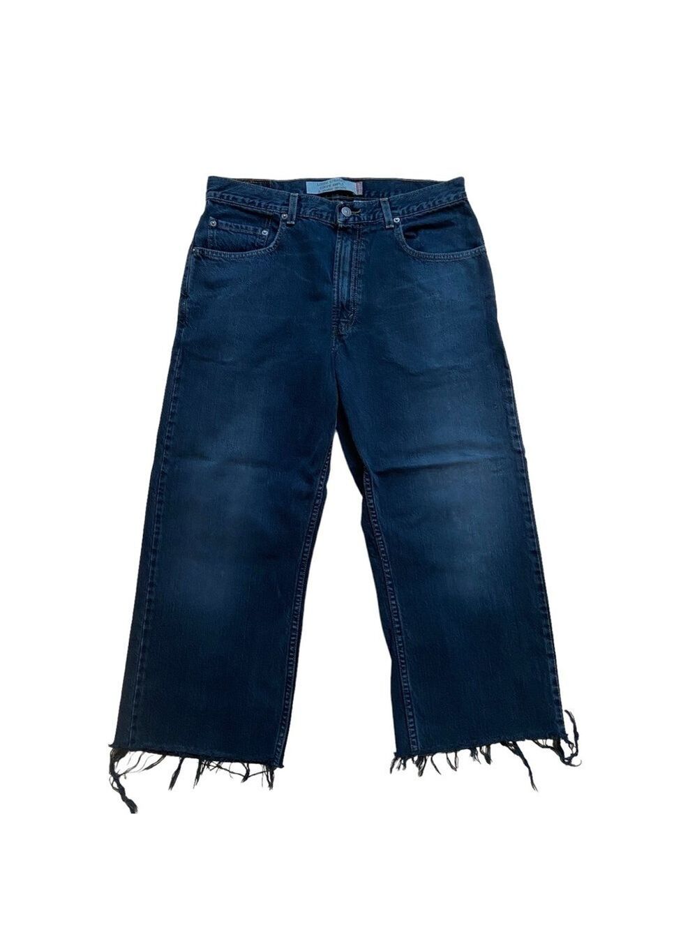 Levi’s 569 men Loose straight cut out black jeans raw hems size 33